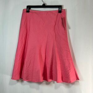Tahari Arthur S Levine Pink Linen Blend Flare Midi Skirt Size 6